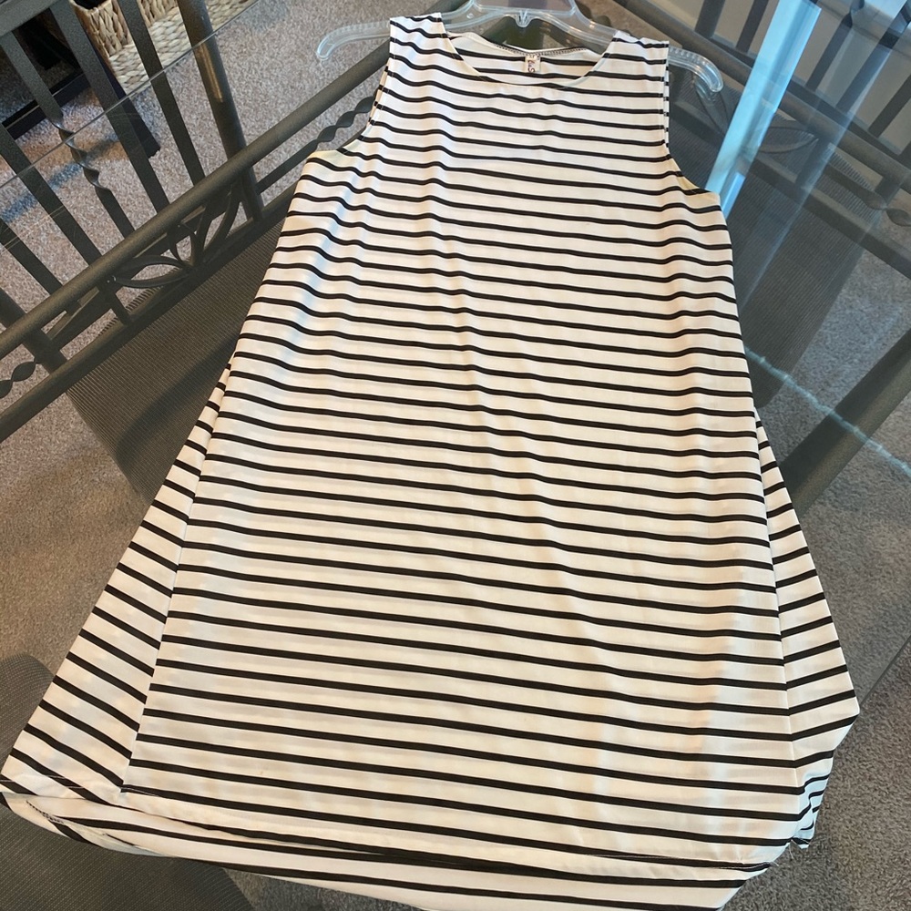 White and black striped dress